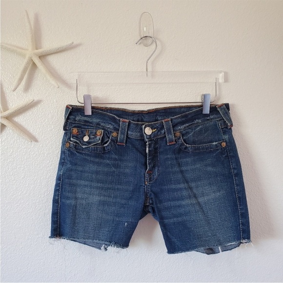 True Religion Denim Jean Shorts Size 31 Blue - Picture 1 of 8